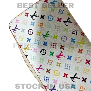Louis Vuitton Monogram Multicolor Zippy Zip Around Long Wallet White 100% Genuin
